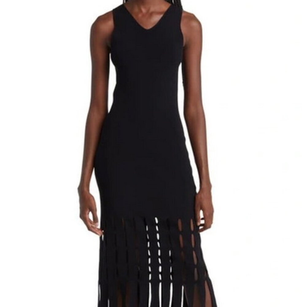 Rails Black Kaia Fringe Detail Knit Midi Dress